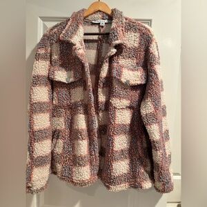 HYFVE Sherpa Plaid Shacket Jacket Size Medium
